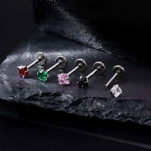 20G 18G 16G Astm F136 Titanium Internal Thread Flat Back Earrings Nose Studs Tra - Picture 4 of 6